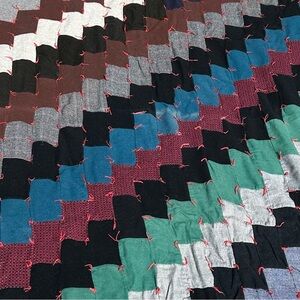Stairway To Heaven Antique Quilt Wool/Flannel 61”Wx80”L Crazy Quilt Cottagecore